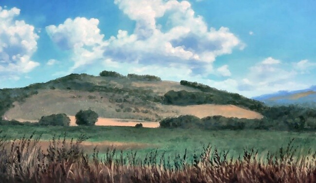 Painting titled "landscape" by Attila Karácsony, Original Artwork