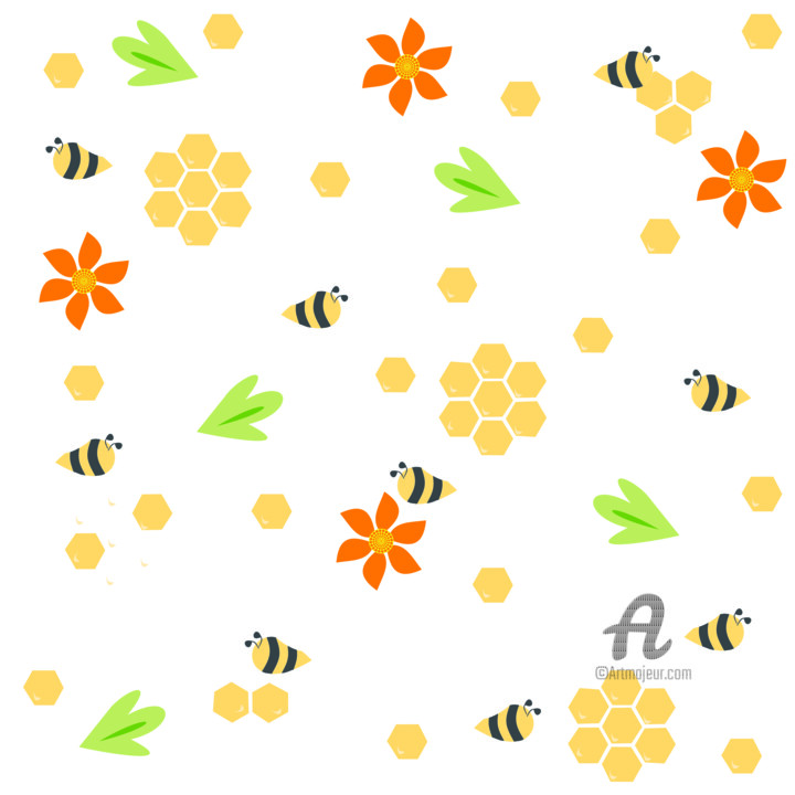 Arte digital titulada "Honeybee 🐝" por Attire Glory, Obra de arte original, Trabajo Digital 2D