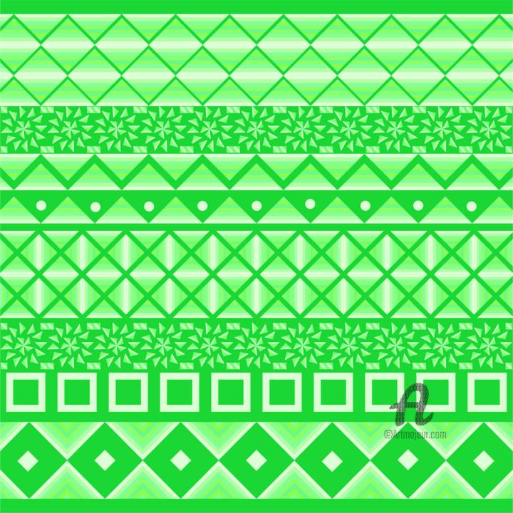 Textilkunst mit dem Titel "green box" von Attire Glory, Original-Kunstwerk, 2D digitale Arbeit