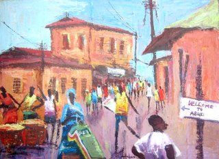 Painting titled "welcome to aburi" by Attukweiclo, Original Artwork