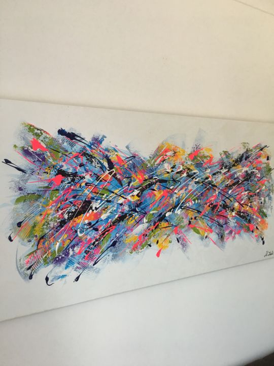 Tableau abstrait acrylique au couteau Peinture par Martine Aubin | Artmajeur