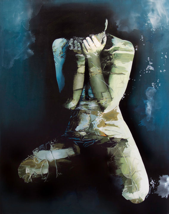 Malarstwo zatytułowany „Eclat d'eau 2” autorstwa Aude Ibanez, Oryginalna praca, Olej
