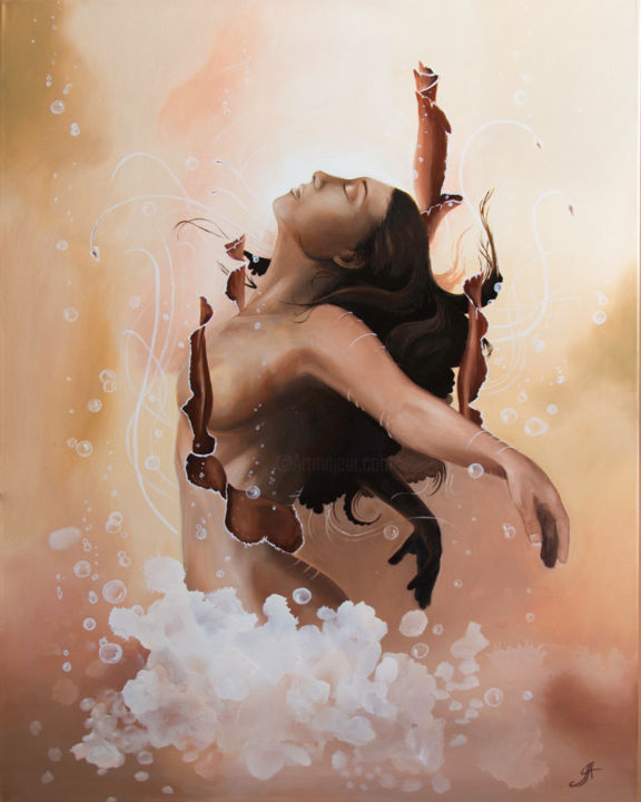 Картина под названием "Meduse" - Aude Ibanez, Подлинное произведение искусства, Масло
