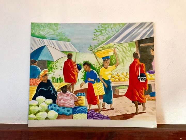 Peinture intitulée "En Birmanie" par Aude Beillevaire, Œuvre d'art originale, Acrylique