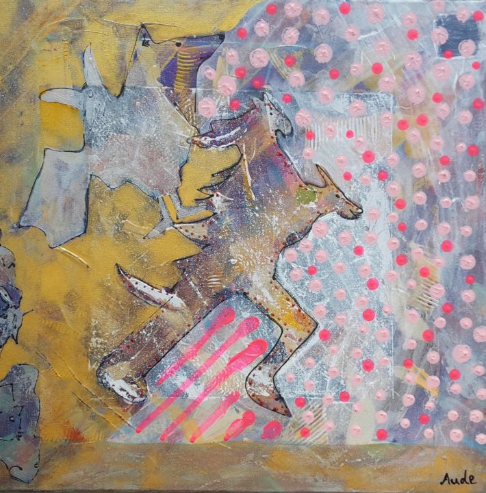 Painting titled "L'homme-loup" by Aude Peris, Original Artwork, Acrylic Mounted on Wood Stretcher frame