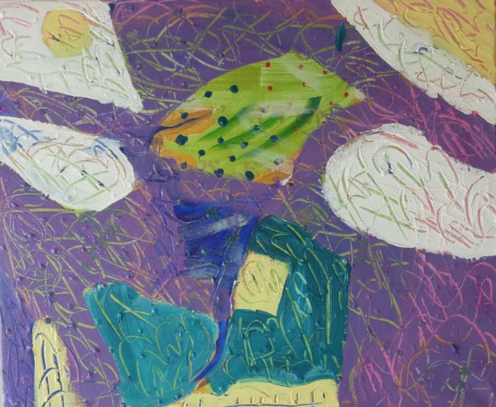 Pintura titulada "Algues précieuses" por Aude Peris, Obra de arte original, Acrílico Montado en Bastidor de camilla de madera