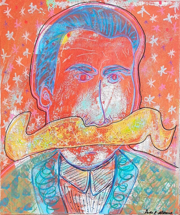 Картина под названием "Nietzsche" - Aude Peris, Подлинное произведение искусства, Акрил Установлен на Деревянная рама для но…