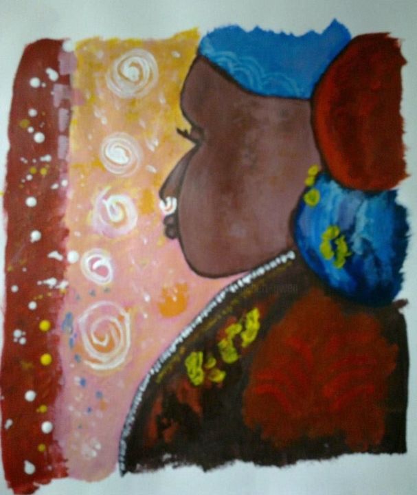 Peinture intitulée "beauté africaine" par Gwen Audebert, Œuvre d'art originale, Acrylique