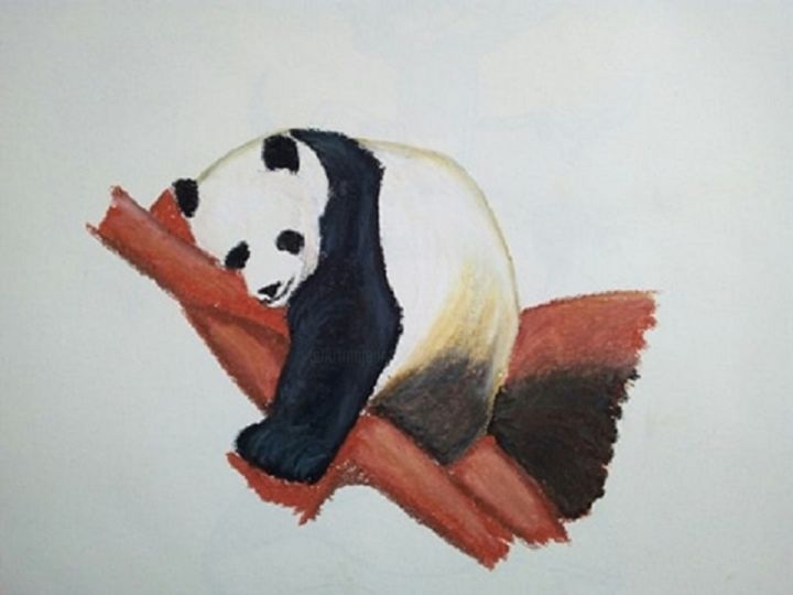 Drawing titled "une vie de panda" by Gwen Audebert, Original Artwork, Pastel Mounted on artwork_cat.