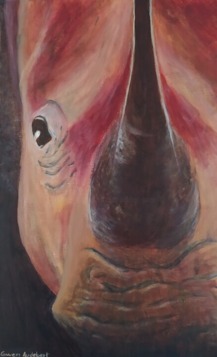 Pintura titulada "Rhinocéros # je te…" por Gwen Audebert, Obra de arte original, Acrílico Montado en Bastidor de camilla de…