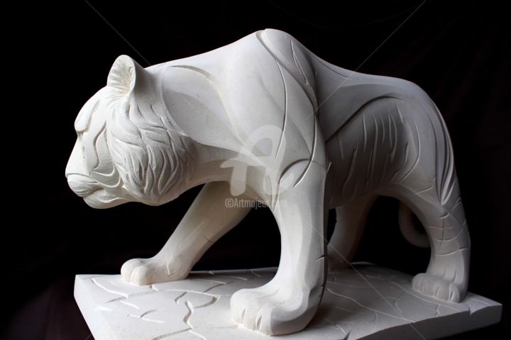 Sculpture titled "Felidae" by Nicolas Audigier, Original Artwork, Stone