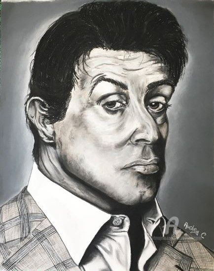 Painting titled "Sylvester Stallone" by Mzelle Cecca Artwork, Original Artwork, Pastel