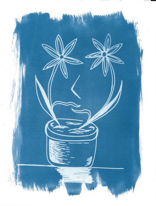 Zeichnungen mit dem Titel "Flower" von Audrey Chaa, Original-Kunstwerk, Marker