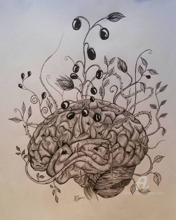"cerveau" başlıklı Resim Audrey Claire tarafından, Orijinal sanat, Kalem