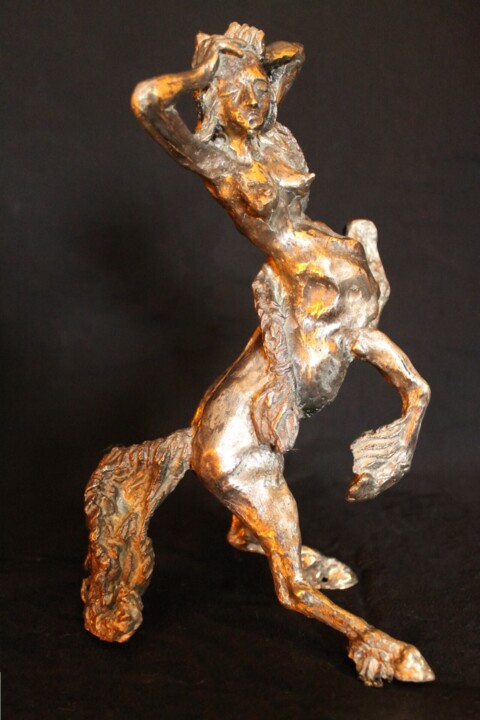 Sculpture titled "Hylonomée à la natte" by Audrey Fléchet, Original Artwork, Bronze
