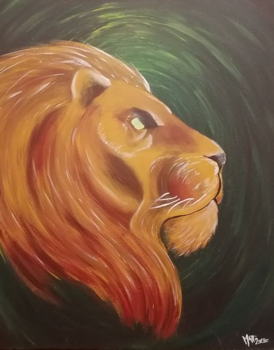 Painting titled "King" by Mathieu Potier, Original Artwork, Acrylic Mounted on Wood Stretcher frame