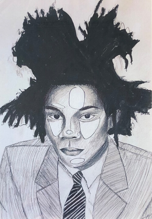 Pintura titulada "Basquiat portrait" por Audrey Laverne, Obra de arte original, Bolígrafo Montado en Bastidor de camilla de…
