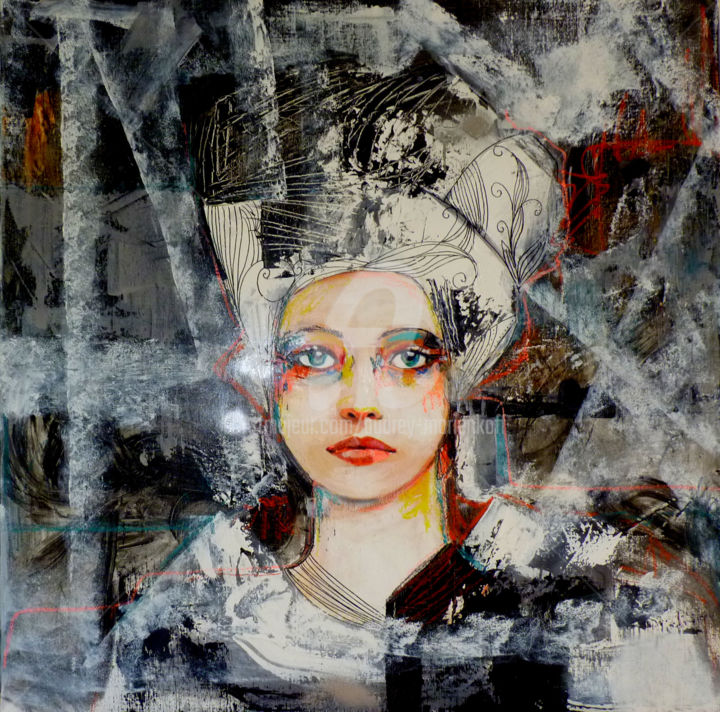 Painting titled "Elena" by Audrey Marienkoff, Original Artwork, Acrylic Mounted on Wood Stretcher frame