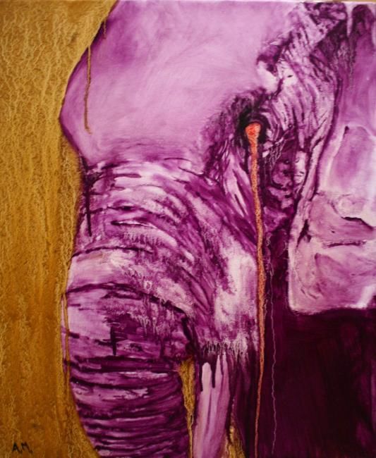 Peinture intitulée "Éléphant" par Audrey Maziere, Œuvre d'art originale