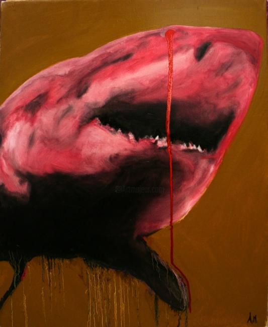 Painting titled "Requin" by Audrey Maziere, Original Artwork