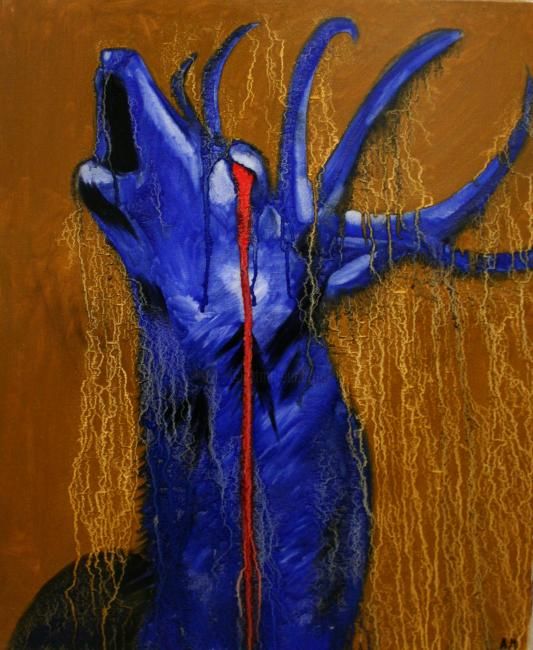 Peinture intitulée "Cerf" par Audrey Maziere, Œuvre d'art originale,