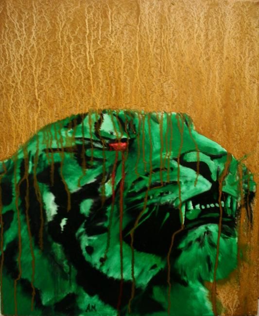 Peinture intitulée "Tigre" par Audrey Maziere, Œuvre d'art originale