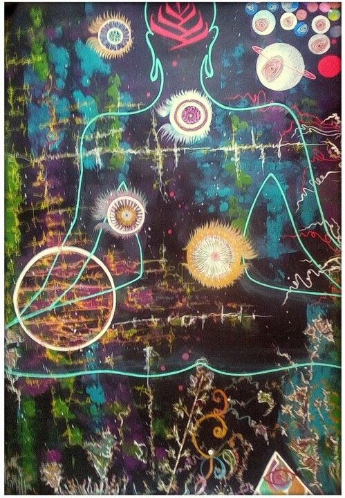 Peinture intitulée "Le moksha" par Audrey Moujeard, Œuvre d'art originale, Acrylique