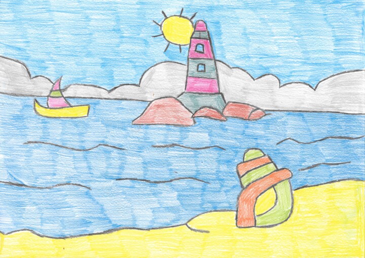 Dessin intitulée "le phare" par Audrey Segura, Œuvre d'art originale, Crayon