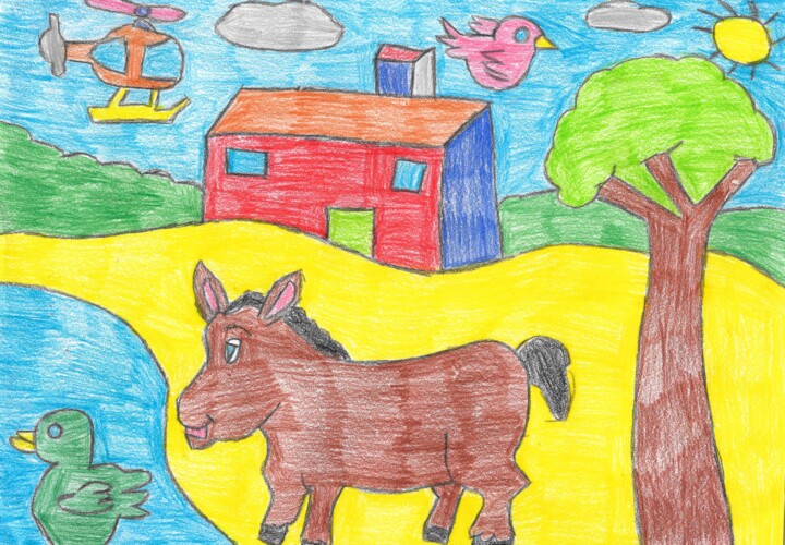 Drawing titled "le cheval galope" by Audrey Segura, Original Artwork, Pencil