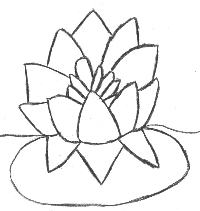 Desenho intitulada "fleur de lotus" por Audrey Segura, Obras de arte originais, Lápis