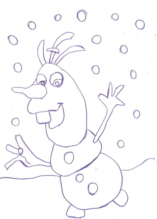 Drawing titled "Olaf reine des neig…" by Audrey Segura, Original Artwork, Pencil