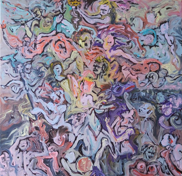 Painting titled "SEA TRIUMPH" by Audrey Néron, Original Art, Oil Mounted on Stretcher frame