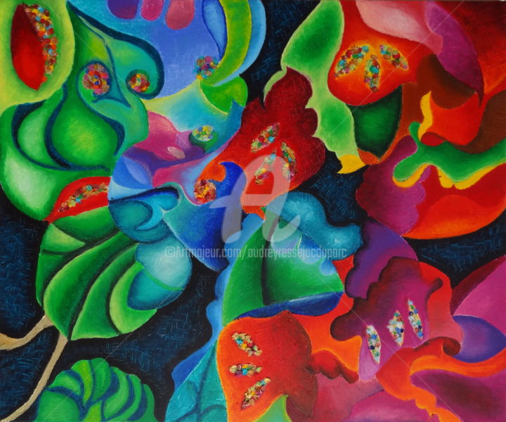 「anemone végétale」というタイトルの絵画 Audrey Ressejac-Duparcによって, オリジナルのアートワーク, パステル