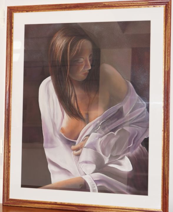 Peinture intitulée "chemise-blanche.jpg" par Annick Augeray, Œuvre d'art originale, Pastel