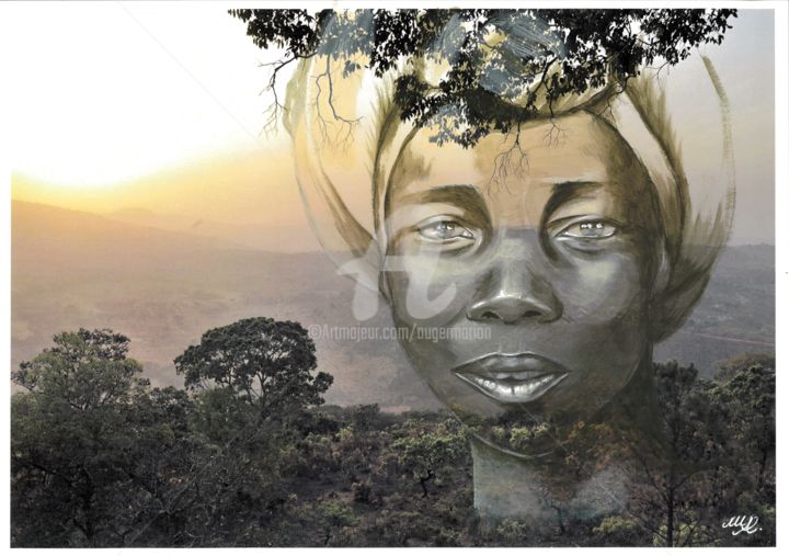 Ζωγραφική με τίτλο "Guinée Conakry" από Marion Auger, Αυθεντικά έργα τέχνης, Ακρυλικό