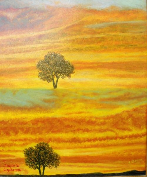 Pittura intitolato "Two sunsets in Lima…" da Augusta Stylianou, Opera d'arte originale, Olio