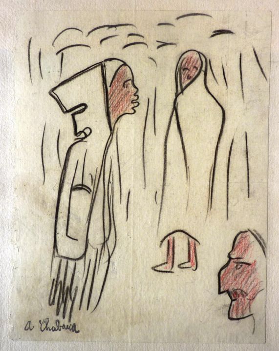 Desenho intitulada "chabaud-3-arabes-22…" por Auguste Chabaud, Obras de arte originais