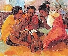 Painting titled "Enfants en prière" by Augustin Tshipamba Mputu, Original Art,
