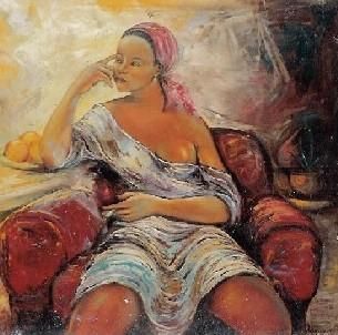"Femme à la detente" başlıklı Tablo Augustin Tshipamba Mputu tarafından, Orijinal sanat