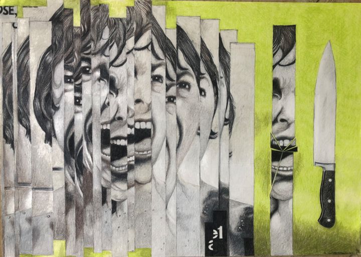Dessin intitulée "psicose" par Augusto Paulo, Œuvre d'art originale, Crayon