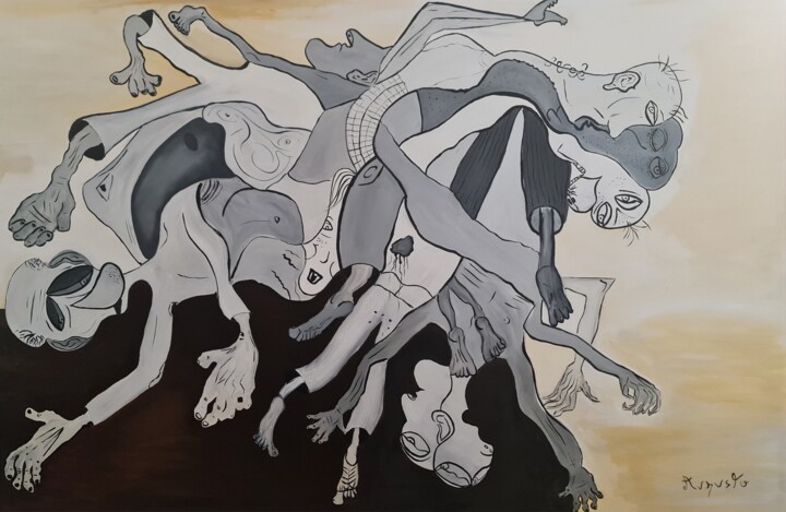 Peinture intitulée "Corpos a serem desp…" par Augusto, Œuvre d'art originale, Huile