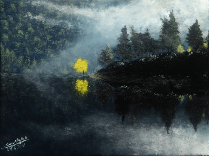 Pittura intitolato "The Paradise Lake" da Augustyn Engty, Opera d'arte originale, Acrilico