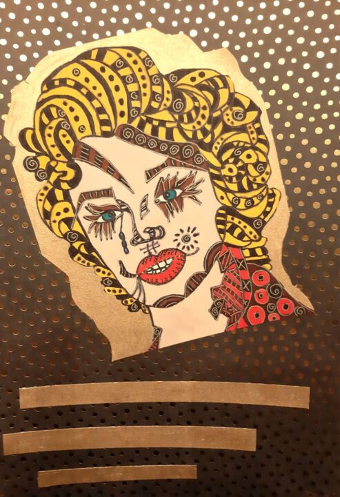 Drawing titled "Miss MM" by Aurelie Deville, Original Art, Marker