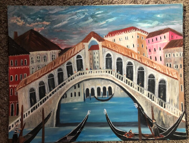 Painting titled "The Rialto Bridge,…" by Auracelie Wall, Original Artwork, Oil
