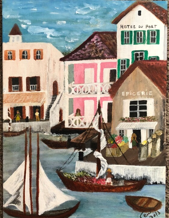 Painting titled "Le Bord-de-Mer,  Th…" by Auracelie Wall, Original Artwork, Oil Mounted on artwork_cat.