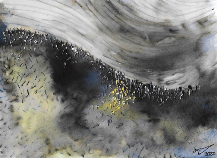 Pintura titulada "Sueño paisaje" por Aura Cruz, Obra de arte original, Acuarela