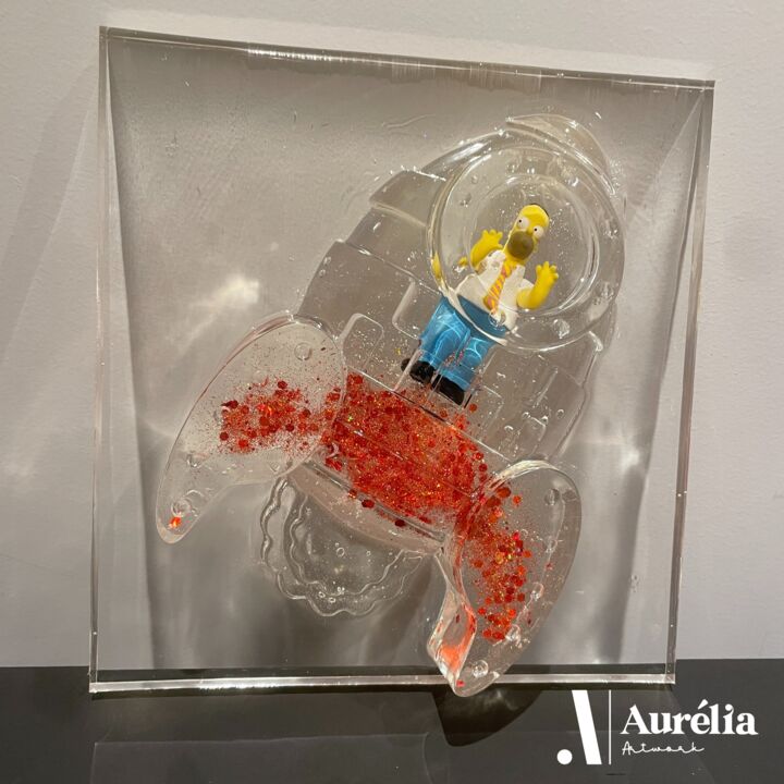 Sculpture titled "Rocket Pop Simpson" by Aurélia Artworks, Original Artwork, Resin