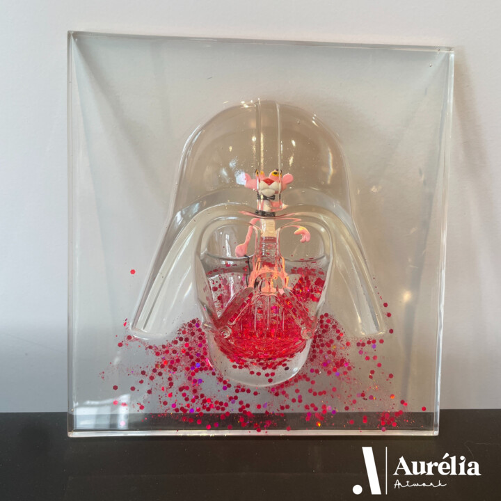 Escultura titulada "Dark Pop Pink Panth…" por Aurélia Artworks, Obra de arte original, Resina