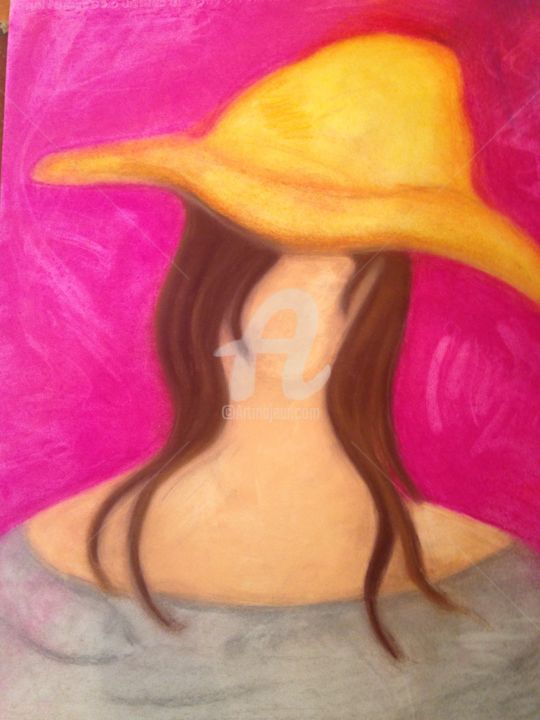 Dessin intitulée "Femme au chapeau n°2" par Aurelia La Beletta, Œuvre d'art originale