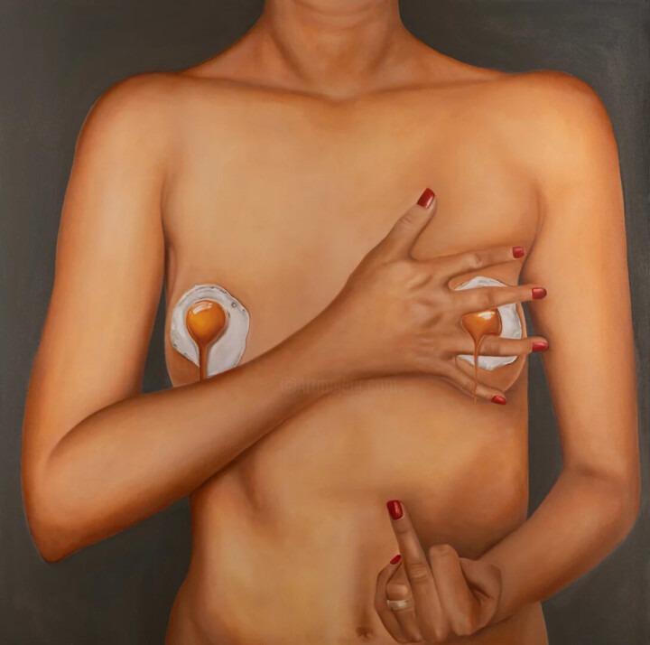 Malerei mit dem Titel "Small eggs" von Aurelia Steffanetti, Original-Kunstwerk, Öl